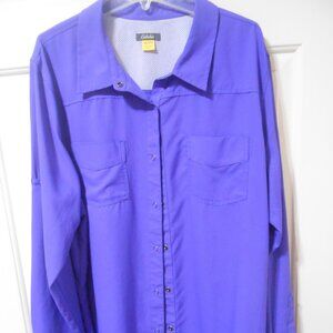 Cabela's purple long sleeve snap closure pocket Blouse Top Shirt Size 2XL/2TG